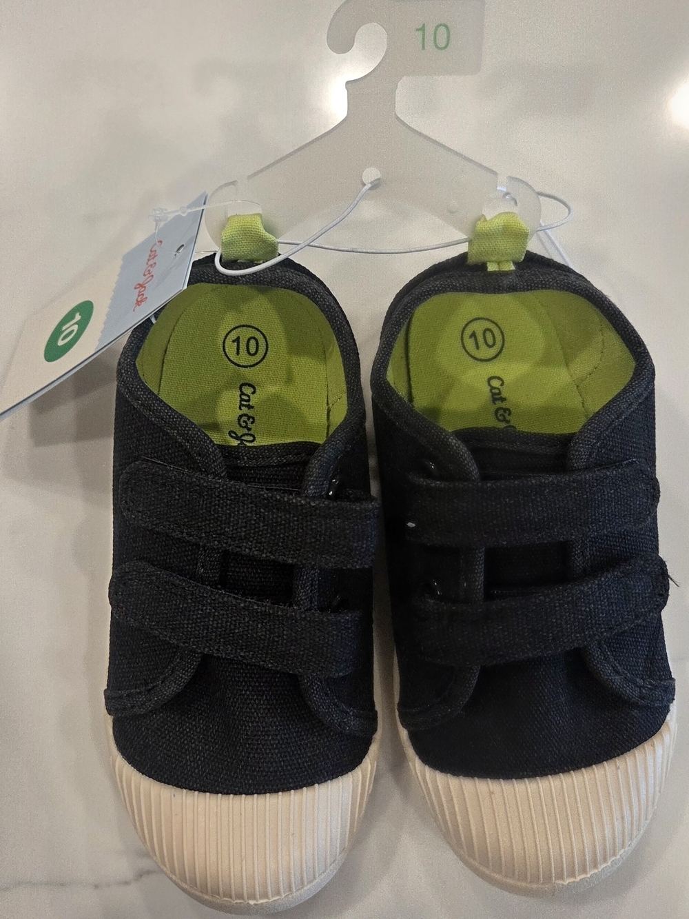 Cat & Jack Hook and Loop Sneakers Black & White US 10 NWT